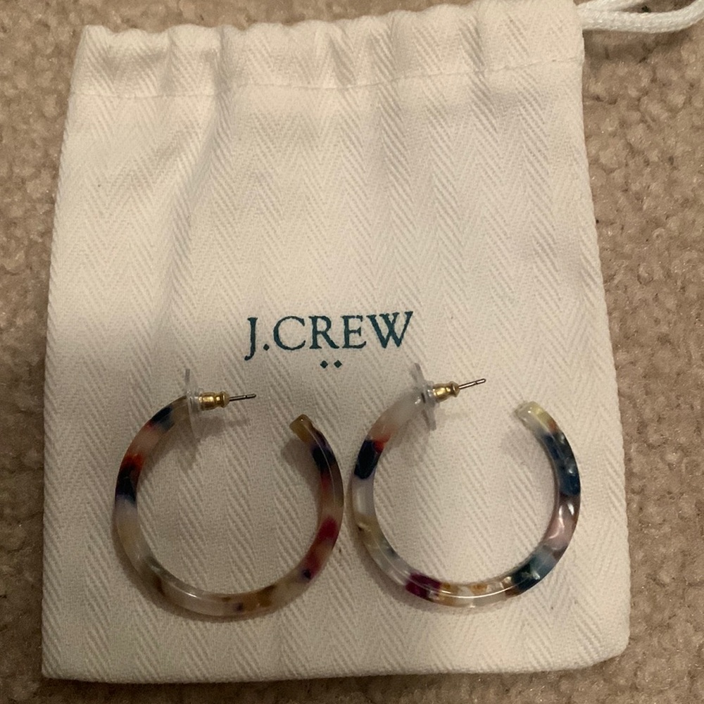 J Crew light multicolor hoop earrings